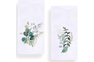 Botanical Eucalyptus Kitchen Dish Towel 18 x 28 Inch, Seasonal Spring Summer Greenery Tea Towels Dish Cloth for Cooking Bakin