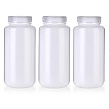 Kestun 32oz/1000ml Plastic Bottles, Wide Mouth HDPE