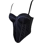 VEENDEO Women's Vintage Strap Party Bustier Corset Top Crop Top Bra Club Party Vest with Detachable Straps