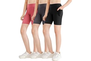 Patgoal Girls Athletic Volleyball Biker Shorts Kids Dance Yoga Running Soccer Gymnastics Compression Shorts with Pockets