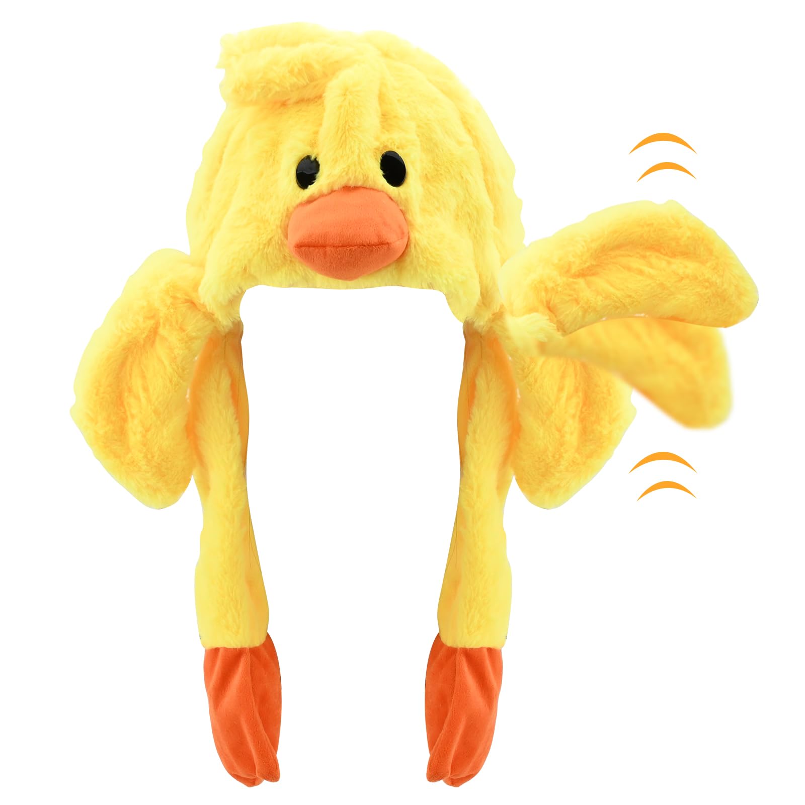 Fadcaer Funny Animal Cosplay Hat with Plush Ears - Pop Up Moving Ears for Kids & Adults - Party Dress Up Costume Gift (Duck)