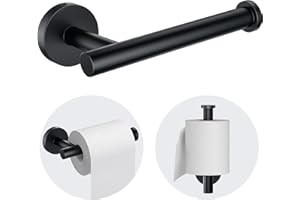Kitsure Toilet Paper Holder Wall Mount - Sturdy Round Matte Black Toilet Paper Holder for Mega Roll, Premium 304 Stainless Steel Toilet Paper Roll Holder for Bathroom, Washroom, Black