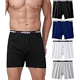 wirarpa Men's Loose Boxer Briefs 100 Cotton Boxer Shorts Underwear Button Fly 4 Pack