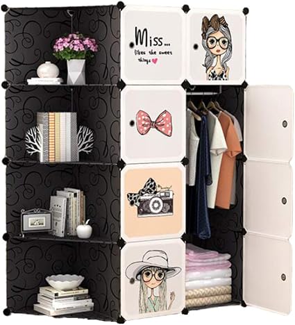 Zhichuan Penderie De Dessin Anime Pour Armoire Boite De Rangement Pour Armoire Pour Enfants Armoires Etageres Plastiques Armoire De Rangement Bricolage Composee De Cubes Et De Pieces Suspendues Amazon Fr Cuisine Maison