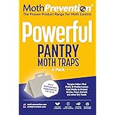 MothPrevention Powerful Pantry Moth Traps Pack of 6 | Moth Killer with Pheromones | Kitchen Moth Trap for Your Home | Maximum Pheromone Dispersal | No Odor