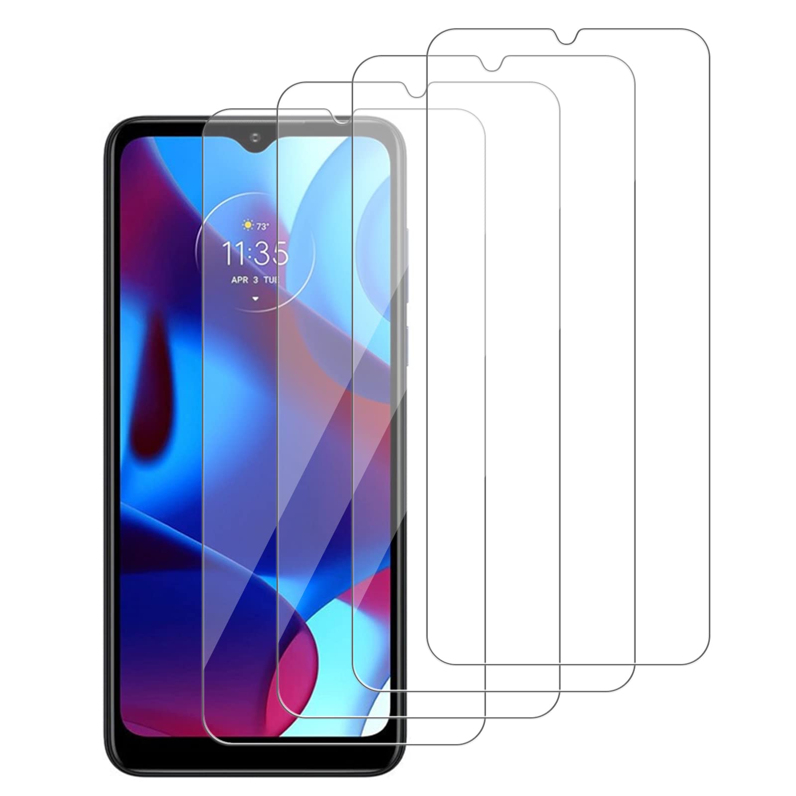 iCsapr [4 Pack Glass Screen Protector Compatible for Motorola Moto G Pure[9H Hardness] HD Screen Tempered Glass, Easy Install[Case Friendly] 2.5D Edge