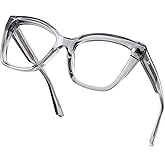 JFXQDR Women's Oversized Blue Light Blocking Glasses, Cat Eye Computer Gaming Glasses Anti Eyestrain & UV Glare RF6217 (Smoke Grey Cateye Frame)