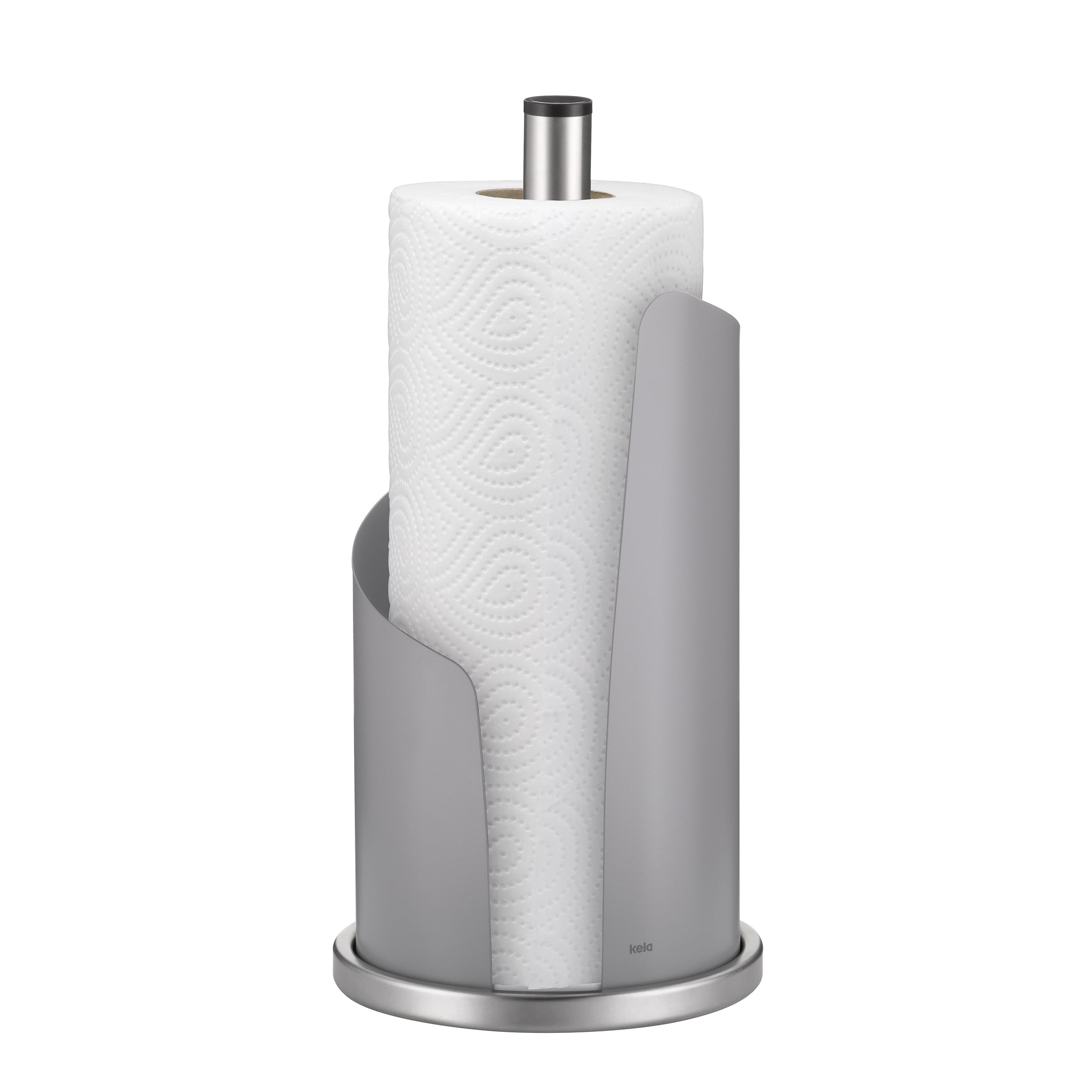 kela kitchen roll holder, upright, for thick rolls, kitchen roll holder 33.5 cm high, STELLA, grey stainless steel