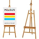 MEEDEN Large Painters Easel Adjustable Solid Beech Wood Artist Easel, Studio Easel for Adults with Brush Holder, Holds Canvas