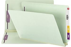 Smead End Tab Pressboard Fastener File Folder with SafeSHIELD Fasteners, 2 Fasteners, 2" Expansion, Legal Size, Gray/Green, 25 per Box (37715)