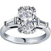 Savlano 18K Gold Plated Oval Cut Cubic Zirconia 3 Stone Wedding Engagement Women Statement Ring Comes Gift Box