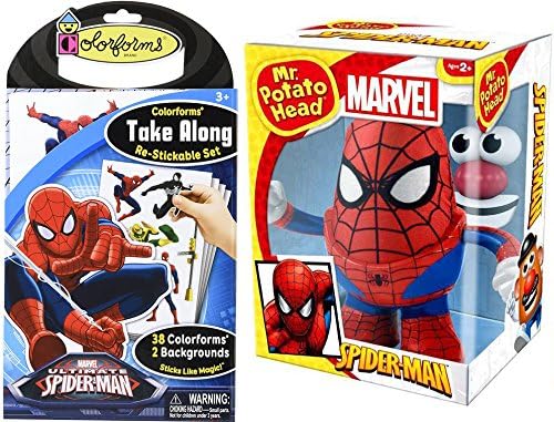 Spider-Man Marvel's PopTaters Disney Mr. Potato Head &amp; Ultimate Colorforms Stickable set Super Hero Toy Character 2-Pack
