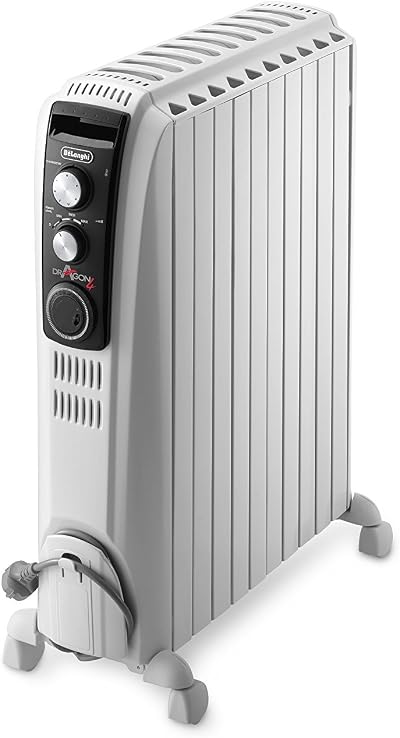 De'Longhi Dragon 4 TRD41025T Oil Filled Radiator White 2.5 kW 3 Heat Settings