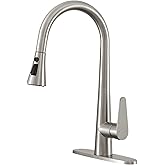 PUSU 18 inch High Brushed Nickel Kitchen Faucet with Pull Down Sprayer, Single Handle Nickel Kitchen Sink Faucet for RV Sink, Laundry, Bar Camper with Water Lines, Stainless Steel
