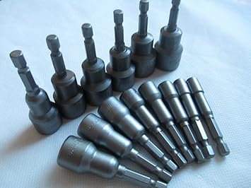 Generic 9pcs 6mm-14mm Hex Socket Sleeve Nozzles Magnetic Nut Driver Set Drill Bit Adapter Hex Power Tools