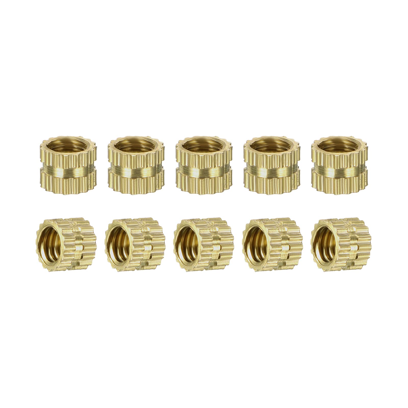 DTGN M4x4x5mm(IDxLxOD) Knurled Insert Nuts - 80 Pack - Good for Plastic Shells - Brass Female Thread Heat Set Inserts Embedment Nut
