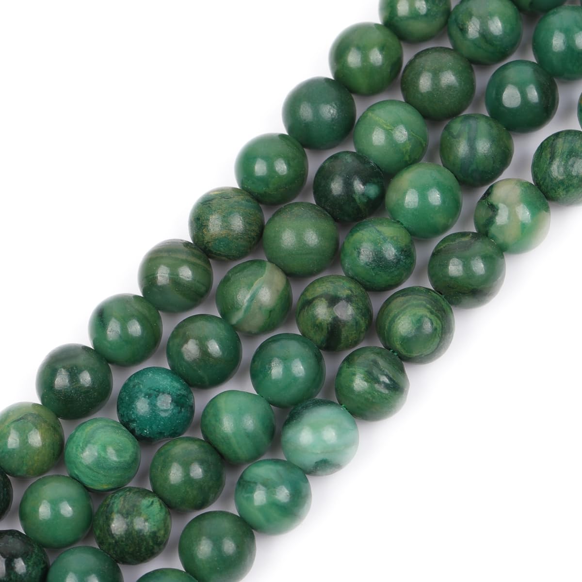 GEM-Inside Natural 8mm Round Green Western African Jade Stone Gemstone Semi Precious Beads for Jewellery Making