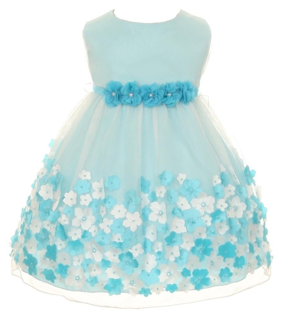 Baby Girls' Mesh Taffeta 3D Chiffon Wedding Easter Flowers Girls Dresses 6M-24M