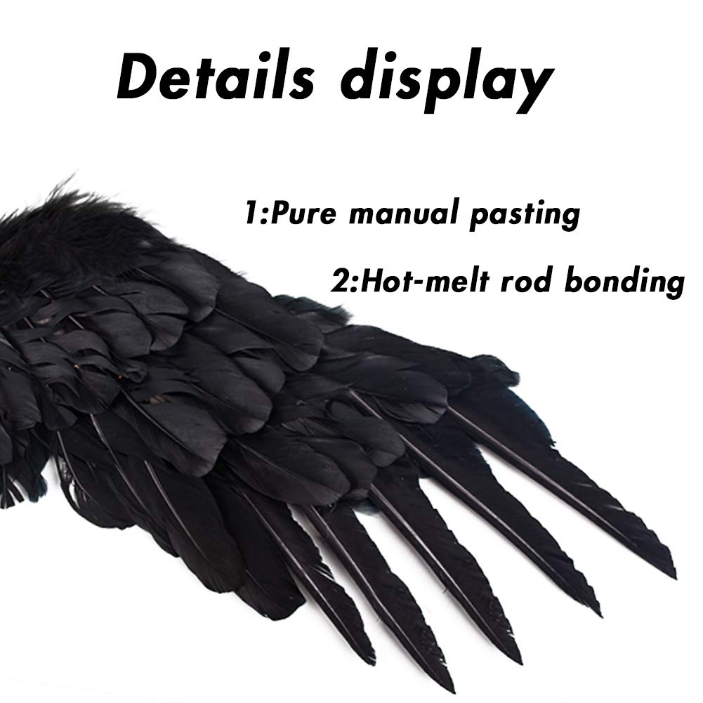 Koogel Black Angel Fairy Wings with Halo, Dark Angel Halloween Fancy Dress Costume for Kids Girls Halloween Cosplay Party