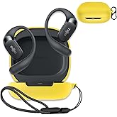 for SHOKZ OpenFit 2 Case Cover,NOUKAJU Earphone Protective Cover(with Carabiner + Lanyard) Drop-Proof,Shock-Proof,Dust-Proof,Protective Case for SHOKZ OpenFit 2(Yellow)
