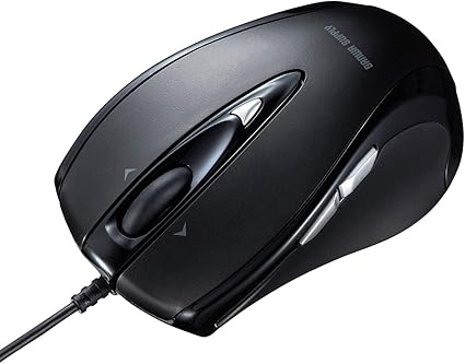 Amazon Co Jp サンワサプライ 有線usbマウス ブルーled 5ボタン チルトホイール 1600dpi 3段階切替 中型 ブラック Ma Bl112bk パソコン 周辺機器