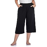 ZERDOCEAN Women's Plus Size Modal Stretchy Relaxed Lounge Capris with Pockets