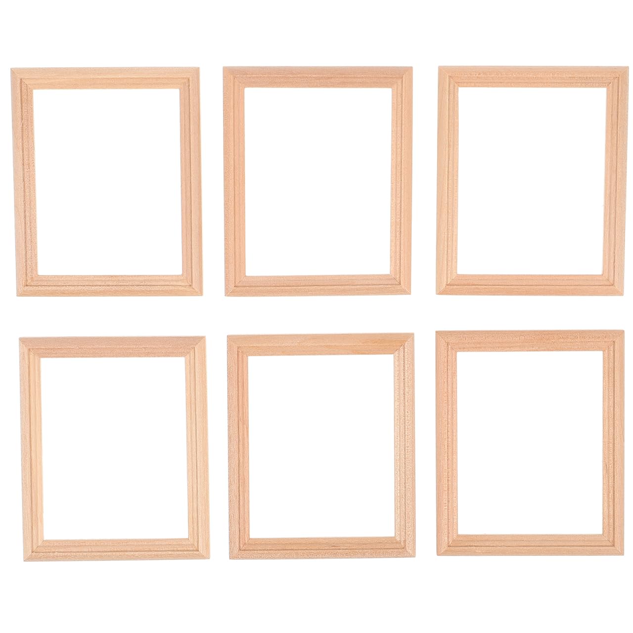 EXCEART 1/12 Scale Doll House Picture Frames 6Pcs Miniature Wooden Photo Album Frames Furniture Accessories for Dollhouse Decoration and Diy Crafts