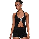 Princess Polly Womens Moderna Halter Lace Top Black