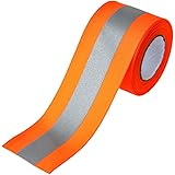 JINBING Sew On Silver Reflective Tape for Clothing Safety Fabric Webbing Trim Strip Orange 2" x 16ft