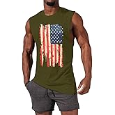 iudam 4th of July Independence Day USA Flag Sleeveless Graphic T-Shirts Gym Workout Tank Tops