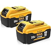 Zuliati DCB206 12.0Ah Replacement for Dewalt 20V Battery,DCB206-2 DCB203 DCB201 DCB204 Compatible with Dewalt 20 Volt Battery DCD985B Power Tools with LED Indicator(12.0Amps-2Pack)