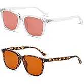 ZUVGEES Indoor FLuorescent-41 Pink and Outdoor Fluorescent-60 Brown Tinted Migraine Eyeglasses Light Sensitivity Eyewear