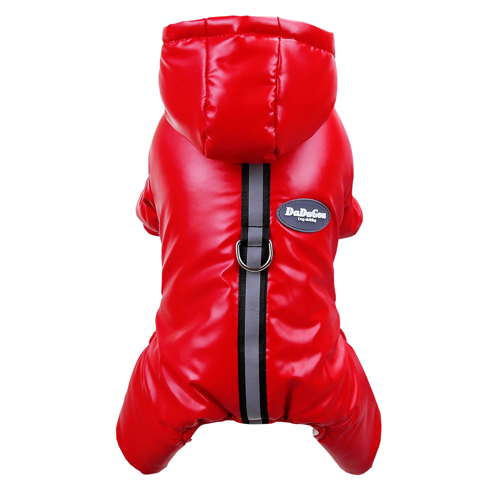 Izefia Dog Coat Windproof Jacket Cold Weather Coats 4 Legs Warm Jumpsuit Winter Thick Clothes Snow Proof Cotton Coat for Small Dog Medium Cat Red S