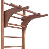 Swedish Ladder, Wall Stall Bars for Kids and Adults, made from Red Mahogany Wood, Withstands Loads up to 880 lbs, with Removable Pull-Up Bar, Dip Bar
