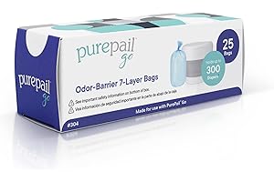 PurePail Go Odor-Barrier 7-Layer Refill Bags (25 Count) – Block Odors with No Added Fragrance – Less Waste, No Cutting & No Canisters – For Use with PurePail Go