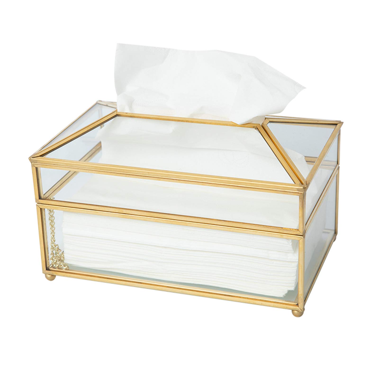 SLHEQING Cosmetic Organizer Tissue Box Rectangular Tissue Dispenser for Glass Tissues Tissue Dispenser for Living Room and Coffee Table