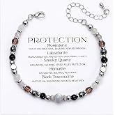 MTJAHPS Protection Bracelet, empath protection, black obsidian Crystals and Healing Stones Bracelet for Women ，Luck ，Anxiety and Stress Clam Bracelet