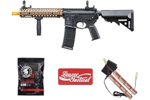 Lancer Tactical Gen 2 Raider Durable M4 Airsoft Gun w/Steel Front Rail, Grip & High Speed Mid Mag- 9.6v Nimh 1600 mAh Battery, Charger, and 1000 Rounds 0.20g BBS Included