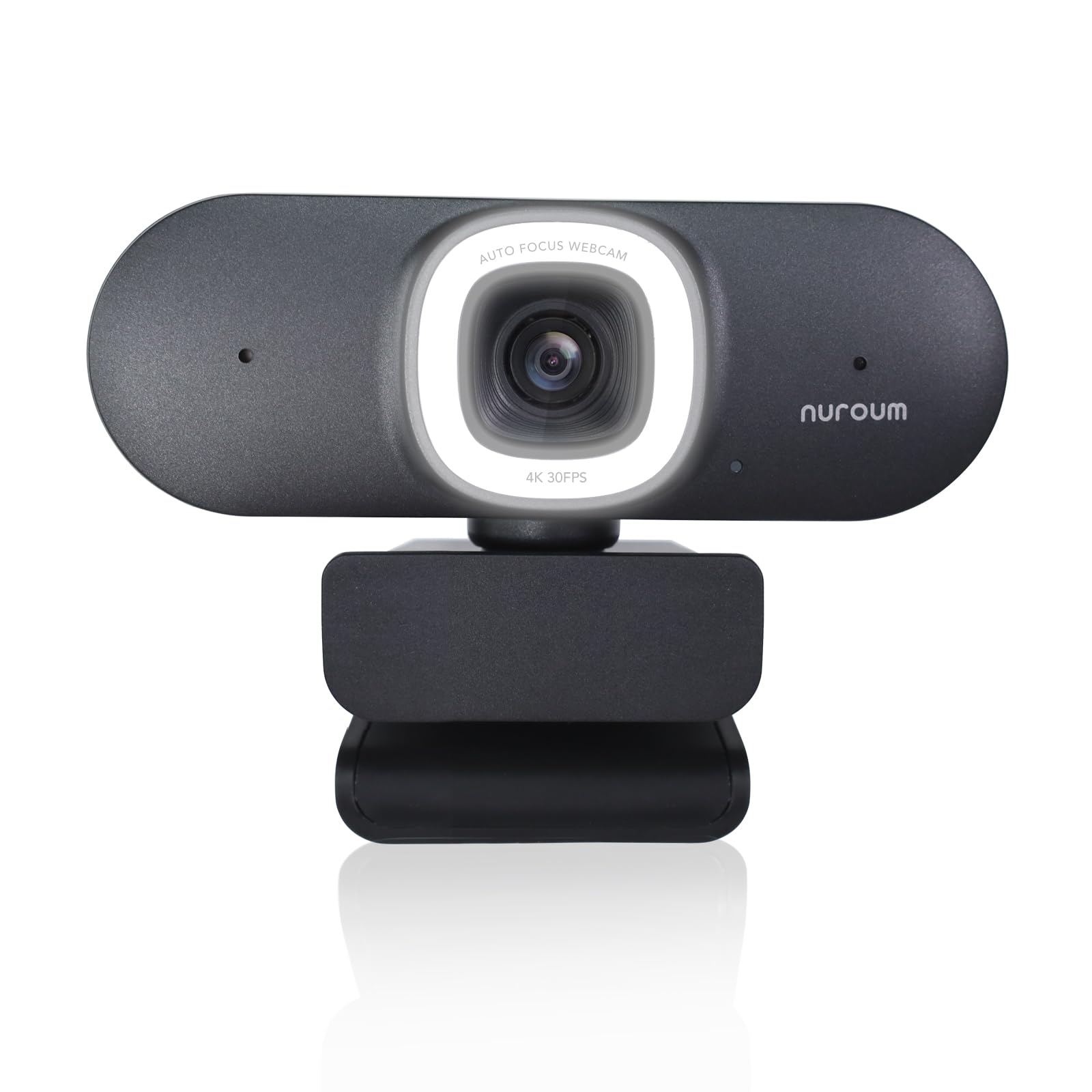 Nuroum V32-AFL 4K Webcam with Ring Light for Streaming, Auto Focus/Auto Framing/Light Correction, 60fps Web Camera with Noise Cancelling Microphones, USB Plug&Play for PC/Mac, for OBS/Zoom/Teams