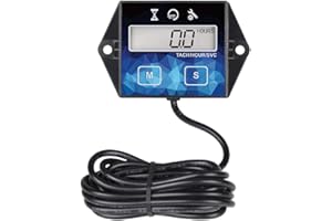 Nine-Rong Digital Tachometer Hour Meter for Small Engine, Resettable RPM Gauge with Maintenance Reminder, Replaceable Battery
