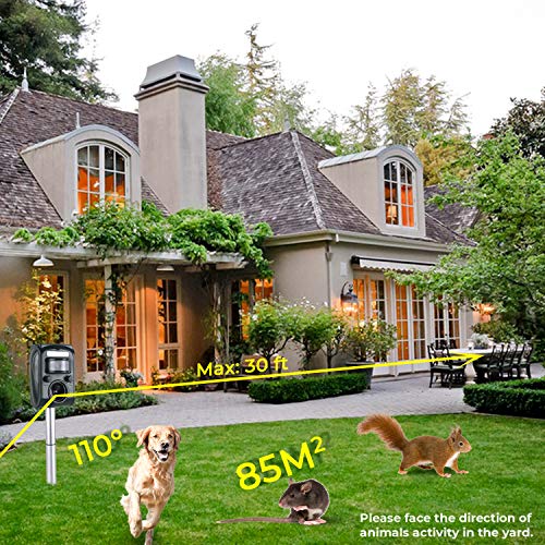 JIA LE Ultrasonic Animal Repeller, Outdoor Solar Powered Weatherproof Repeller, Motion Activated with Flashing LED Light and Sound Effectively Scares Away Cats, Dogs, Squirrels, Racoon (Grass Green) - Thumbnail 5