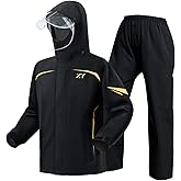 RINJOY Men's Waterproof Rain Suit Rain Gear Jacket and Pant Outdoor Packable Lightweight Breathable Hooded Raincoat