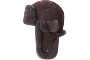 Harssidanzar Men Women Aviator Hats Genuine Sheepskin Shearling Leather Winter Warm Trapper Unisex Hats CU603CA