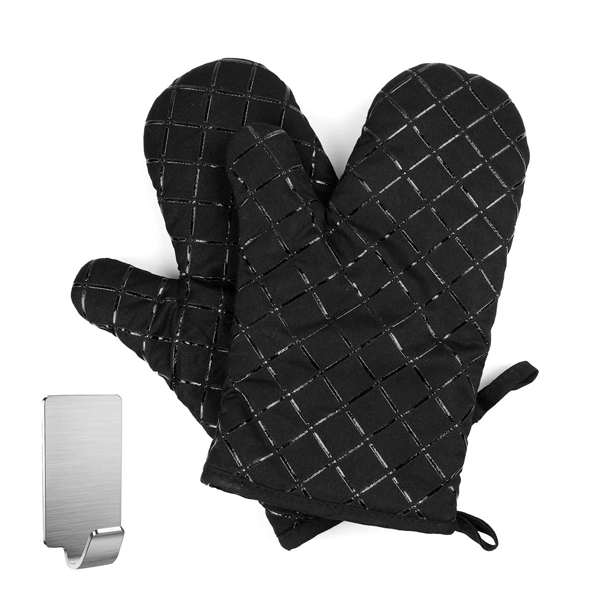 SOLBUM Oven Gloves,Heat Resistant Oven Glove Non-Slip Kitchen Oven Mitts used for cooking, grilling, baking, black heat gloves pair (2 pcs)