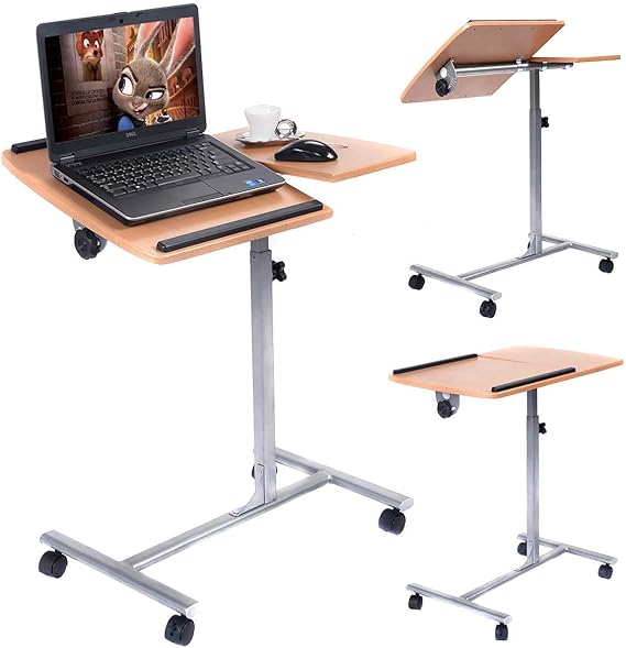 Table pour Ordinateur Portable réglable Table de lit à roulettes Table