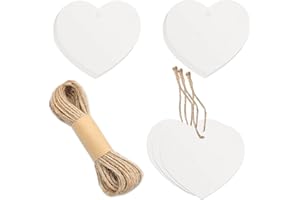 Potanro Valentine Gift Tags 120 PCS Present Tags Paper Price Tags Party Valentine's Day Paper Tags with String Attached for Wedding,Baby Shower,Bridal Shower (White)