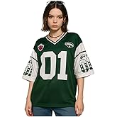 Dynvernal Oversized Jersey Shirts for Women Y2k V Neck Half Sleeve Graphic Number Tees Cute Soccer Streetwear T Shirt Tops