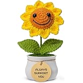 Levvohd Crochet Sunflower Thank You Gifts, Handmade Crochet Flowers with Appreciation Card Valentines Day Christmas Birthdays and Graduation Appreciation Gifts for Teachers (Always Support You)