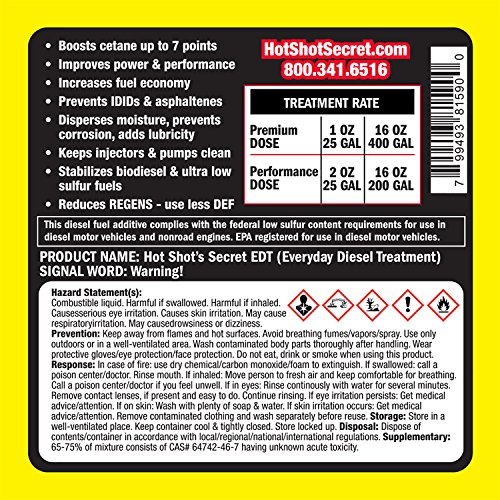 Hot Shot's Secret HSSEDT16ZS Everyday Diesel Treatment - 16 fl. oz.
