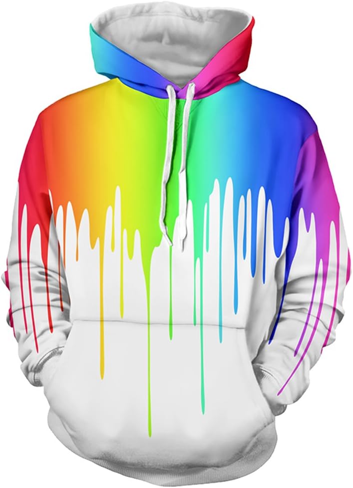 Cutiefox Womens Fashion Melted Color Pullover Hoodie Sweatshirt Multicolor M